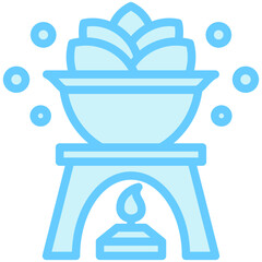 Oil Burner blue color, mini illustration icon, related to relaxation, spa, wellness and more. Vector EPS 10 for modern concept, print, UI, UX kit, web and app development