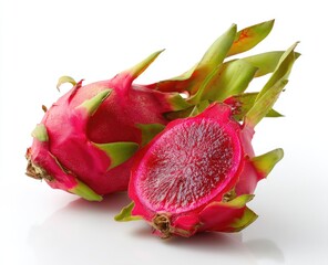 Fresh dragon fruit, cut and whole