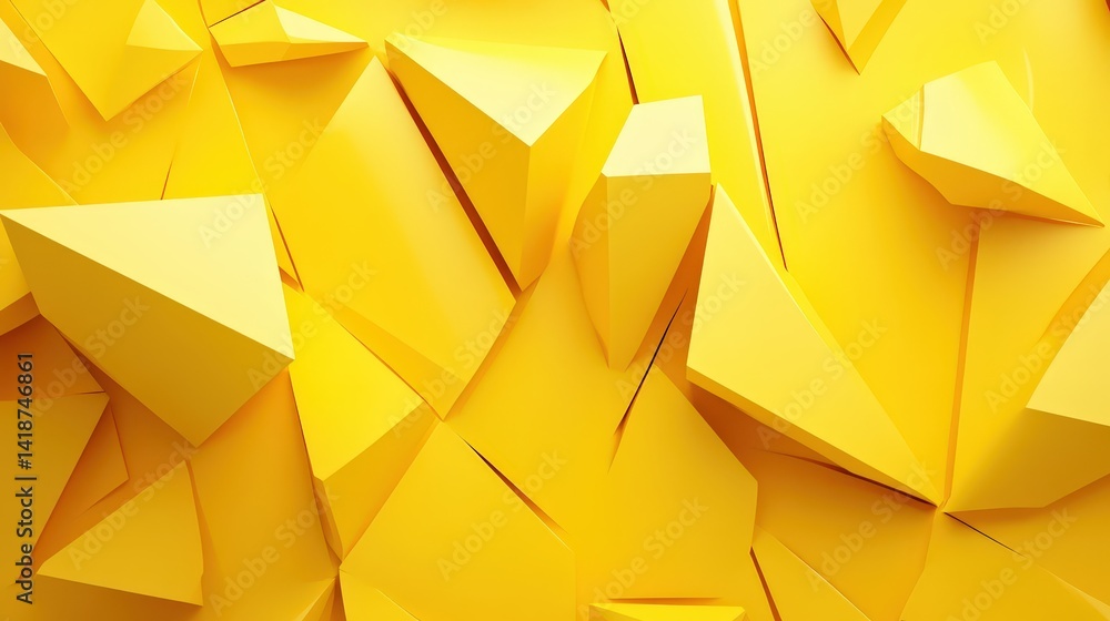 Poster a bold yellow geometric background with sharp, angular shapes creating an energetic composition