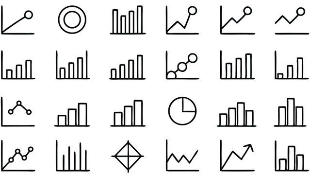 Hand Drawn Chart Icons Set for Business Data Analysis