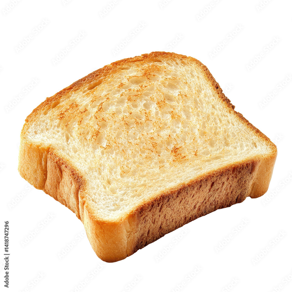 Poster lightly toasted bread slice isolated on white background for culinary use and presentation, bread sl
