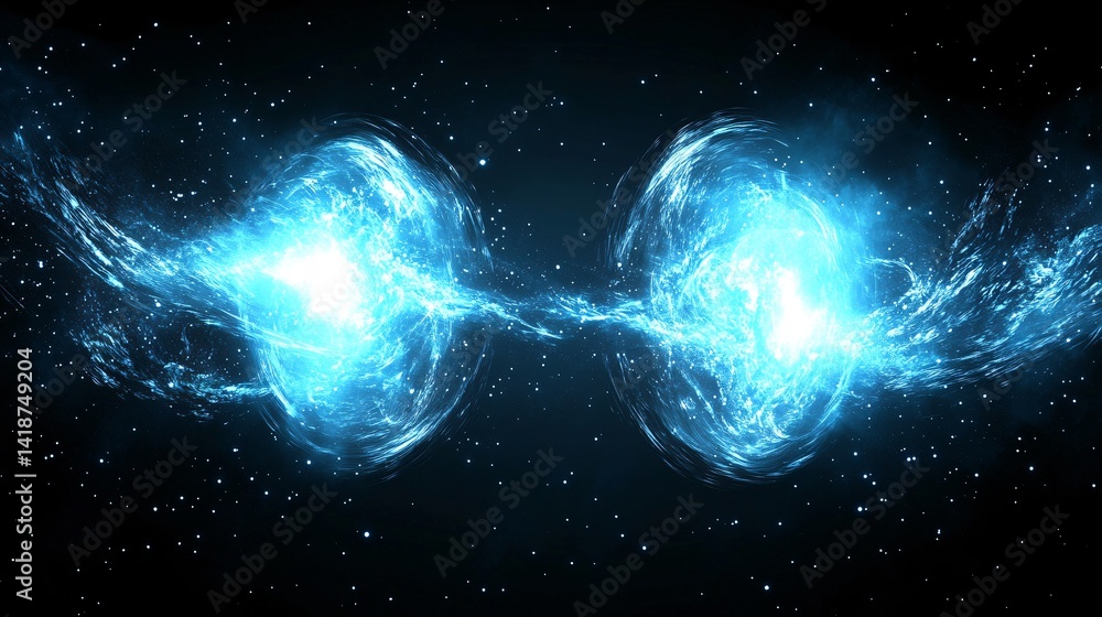 Canvas Prints radiant blue starburst with cosmic glow against deep black space made with generative ai technology