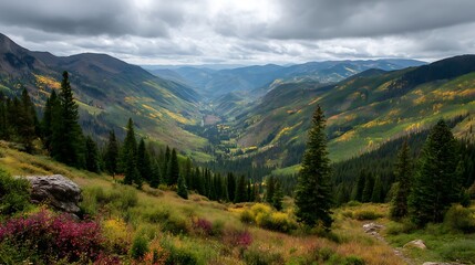 Obraz premium Mountain Valley in Autumn Colors
