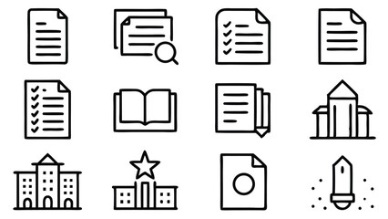 Collection of Hand Drawn Document and Building Icons