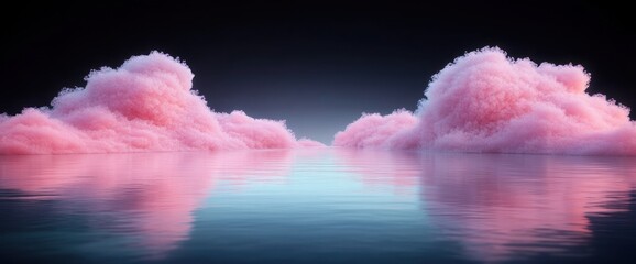 Pink Cloudscape: Surreal Reflection in Calm Waters