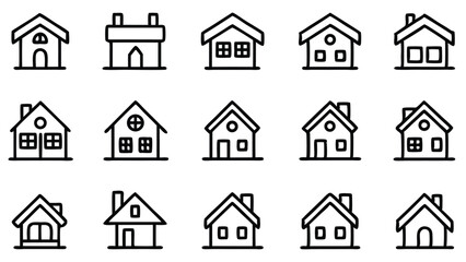 Obraz premium Collection of Simple House Icons Line Art Drawings