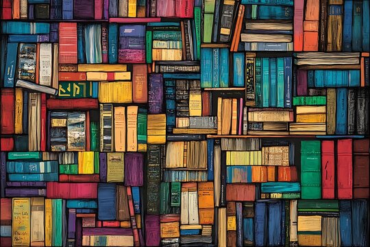 colorful books in a row