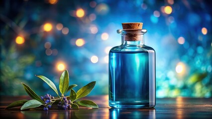 Aromatic essence in a glass container , fragrance, blue,  fragrance, blue
