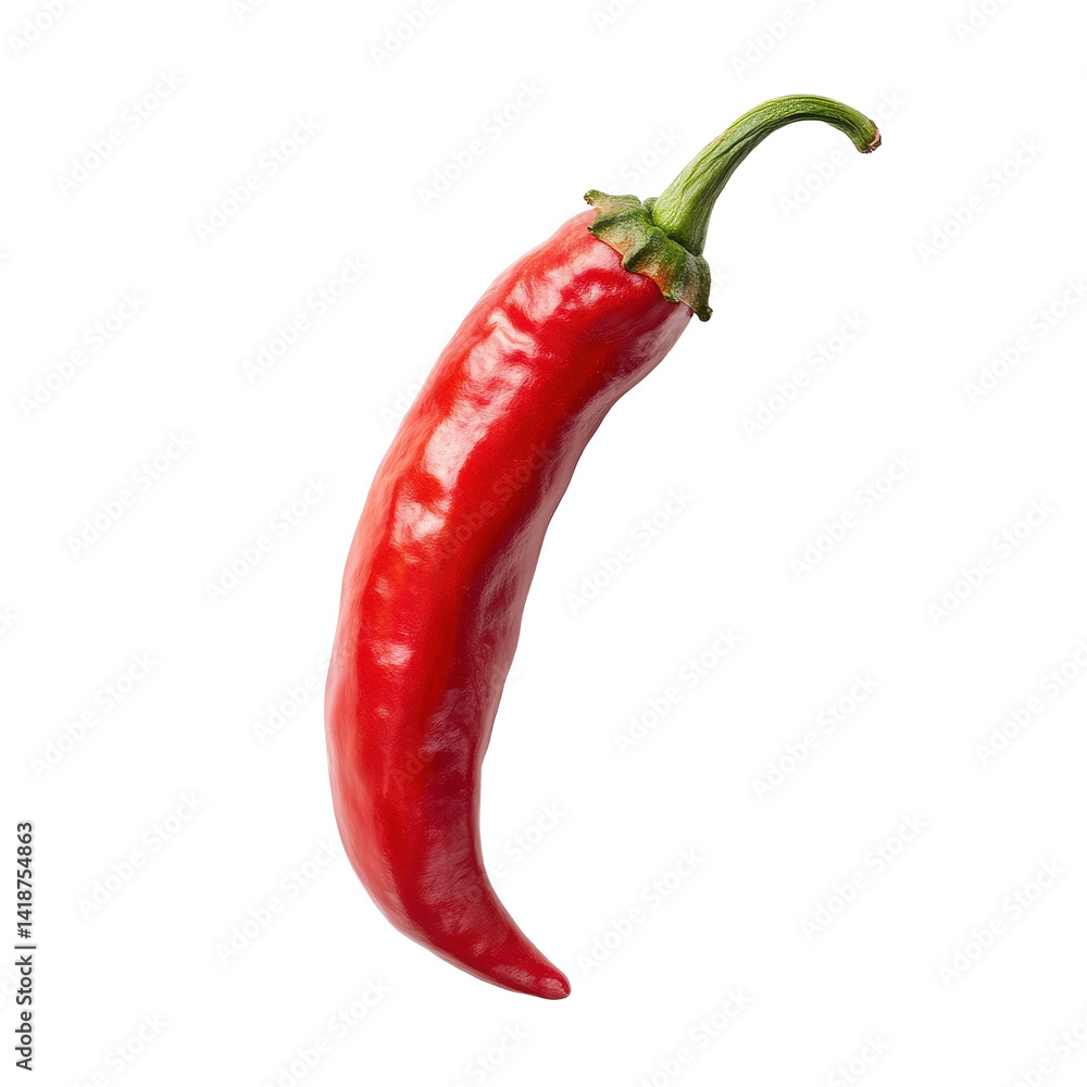 Poster bright red cayenne pepper isolated on white background showcasing its vibrant color and unique shape