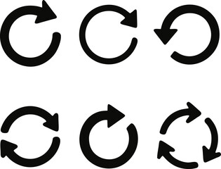 Retry Icon Set – Minimal Silhouette Vector Refresh Arrows