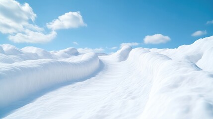 Snowy, undulating landscape under a vibrant sky