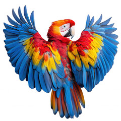 Fototapeta premium Vibrant plumage display: a macaw spreading its wings beautifully