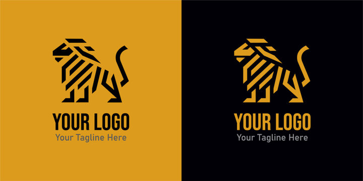 Stylized lions with your logo, ideal for branding, business identities, promotional materials, and company advertising campaigns targeting strength and credibility.
