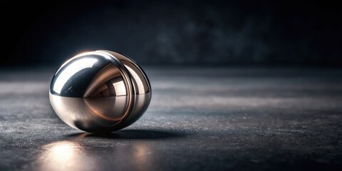 A shiny metal object lying on a dark background, surface, inanimate