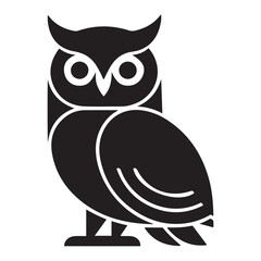 Stylized illustration of an owl isolated, showcasing a minimalist, geometric, and simplified design. Vector Black silhouettes. with white background