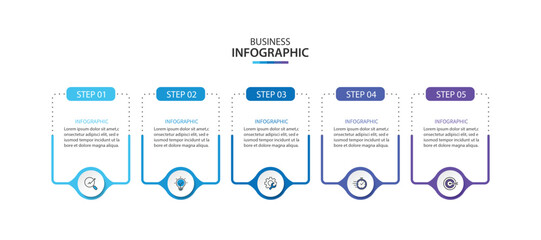 Vector Infographic template five option process or step for business