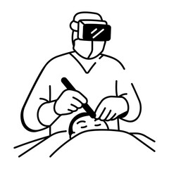 A doctor doing medical surgery of a patient, doodle icon 
