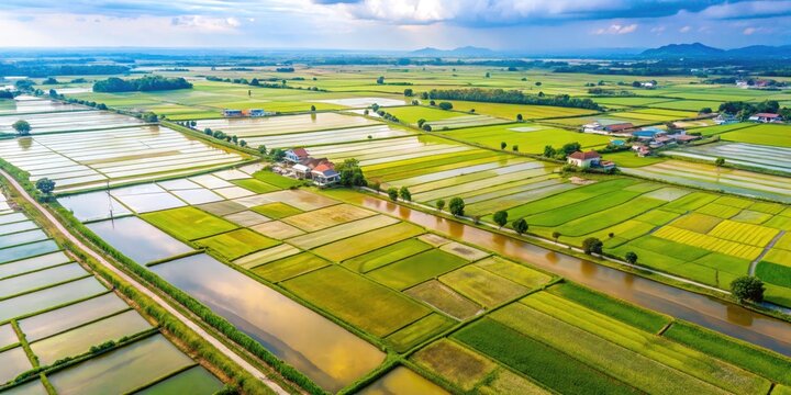 Surreal Aerial Sekinchan Paddy Fields: Daytime Fantasy Landscape Photography