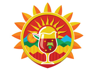 Vector art shows a burning candle, sun icon, and a hot fire illustration, a sunny symbol of summer heat