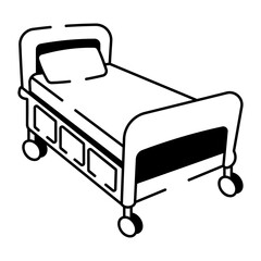 Hospital bed icon in hand drawn style 
