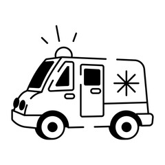 A hand drawn icon of an ambulance 