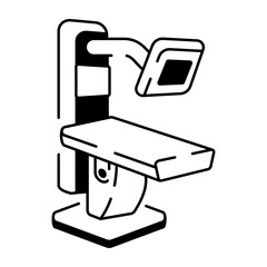 A doodle style icon of a mammography machine 
