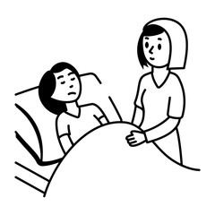 A hand drawn style icon showing patient care 
