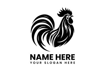 Elegant Rooster Emblem: A sleek, monochromatic emblem of a proud rooster, radiating confidence and strength, ready to represent.