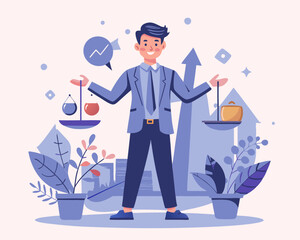 Value stock vs growth stock, comparison between investing style, professional choosing asset for earning or profit in market concept, businessman compare between value and growth stock in his hand