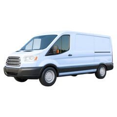 White Commercial Van with Modern Design for Transportation Use, isolated on transparent background.