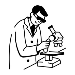 Lab technician icon in hand drawn style 
