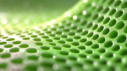 Close up of vibrant lime green perforated material