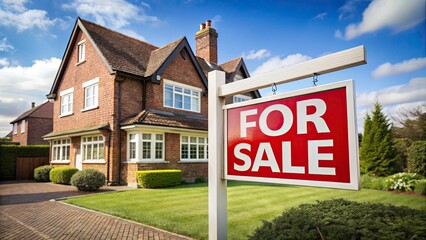 UK House Sold Sign, Property Sales Photography, Real Estate Image, Isolated Background