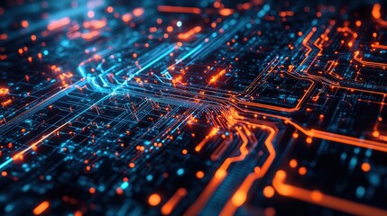 Obraz premium A close-up of AI algorithms processing big data, showing rapid calculations and predictive insights.