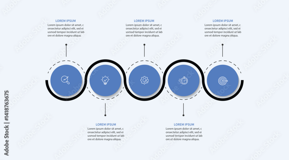 Aufkleber 5 steps infographic template with 5 options. flowchart that can be used for business report, data vi
