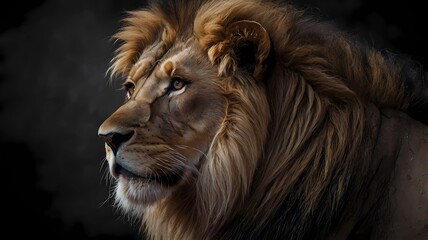 Lion Natural Habitat. A close-up portrait showing powerful features and a piercing gaze