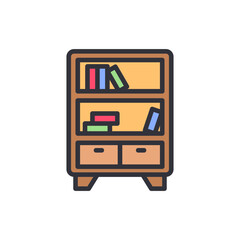 Bookshelf colored icons, minimalist vector illustration ,simple transparent graphic element .Isolated on white background