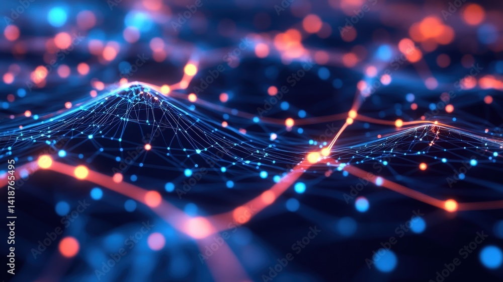 Poster complex data structure connecting different ai models, forming a highly intelligent automated system