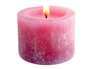 A Single Pink Candle Burning Brightly in the Dark a Close Up Studio Shot of a Romantic Pink Candle Flame