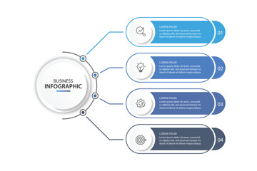 Vector infographic label design with circle infographic template design and 4 options or steps. Can be used for process diagram, presentations, workflow layout, banner, flow chart, info graph.