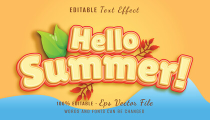 hello summer 3d text effect design