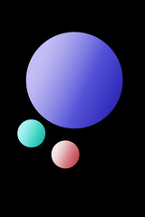 Colorful circles, abstract art on black background, design element for website, banner or print