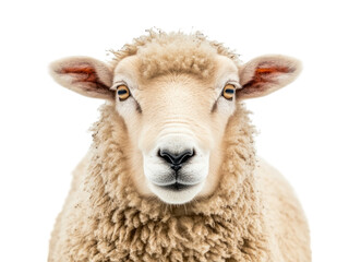 Fototapeta premium Close-up Portrait of a Fluffy Sheep: A Serene and Gentle Animal Study