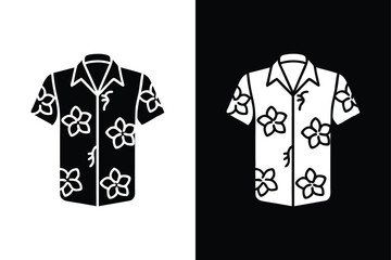 Silhouette Tropical Shirt Icon. Hawaiian Summer Clothes Vector