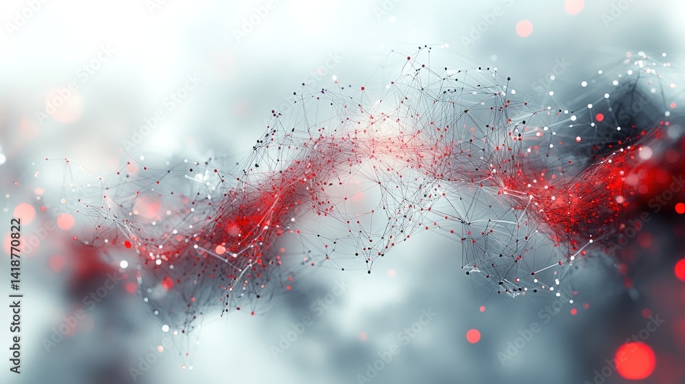 Poster abstract red and gray network connection