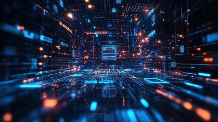 Obraz premium Digital network, data flow