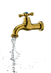 Golden Faucet with Flowing Water High-Resolution Stock Photo