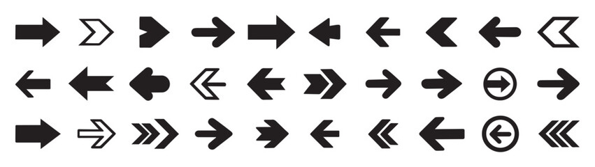 Arrows set of black icons. Arrow icon. Arrow vector collection. Arrow. Cursor. Modern simple arrows. Vector illustration.