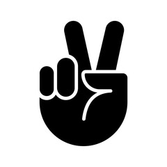Hand gesture V icon color editable on white background