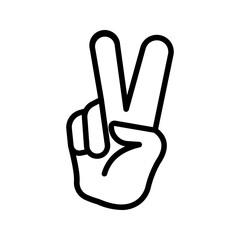 Hand gesture V icon color editable on white background